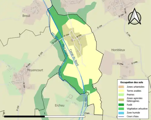 Carte en couleurs présentant l'occupation des sols.