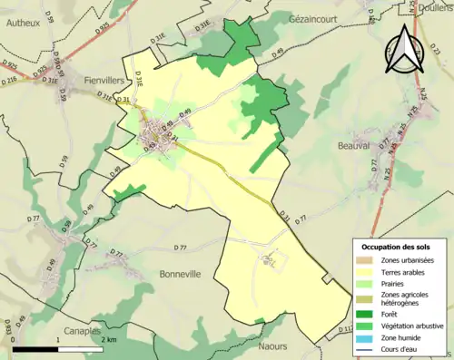Carte en couleurs présentant l'occupation des sols.