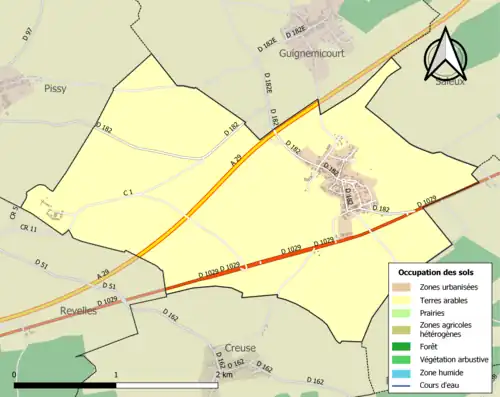 Carte en couleurs présentant l'occupation des sols.