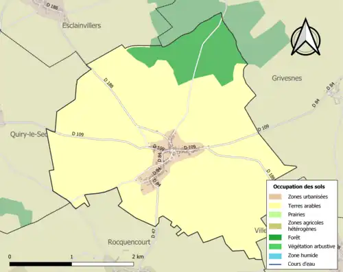 Carte en couleurs présentant l'occupation des sols.