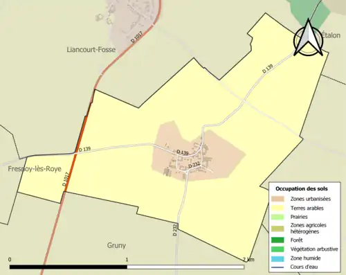 Carte en couleurs présentant l'occupation des sols.