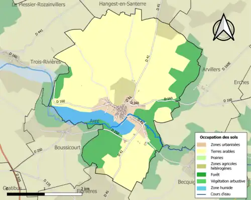 Carte en couleurs présentant l'occupation des sols.