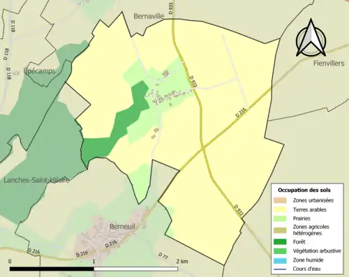 Carte en couleurs présentant l'occupation des sols.
