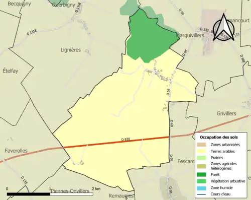 Carte en couleurs présentant l'occupation des sols.