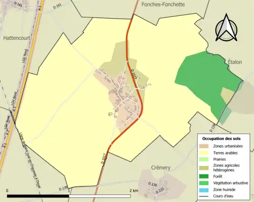 Carte en couleurs présentant l'occupation des sols.