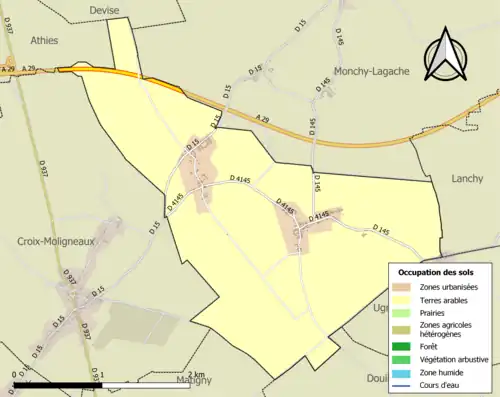 Carte en couleurs présentant l'occupation des sols.