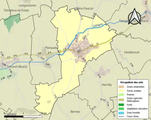 Carte en couleurs présentant l'occupation des sols.