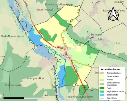 Carte en couleurs présentant l'occupation des sols.
