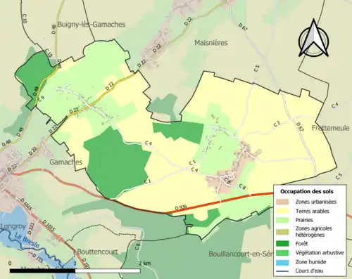 Carte en couleurs présentant l'occupation des sols.