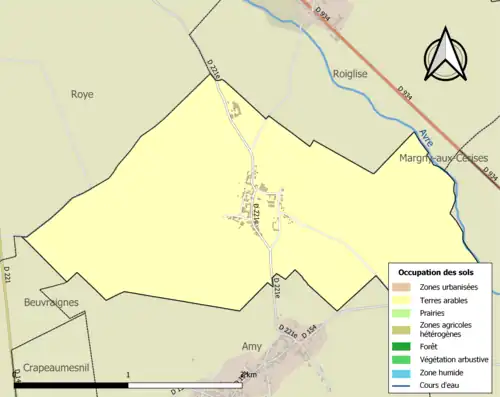 Carte en couleurs présentant l'occupation des sols.