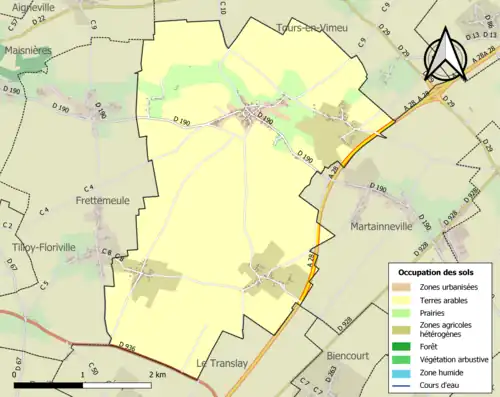 Carte en couleurs présentant l'occupation des sols.