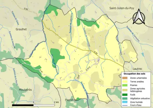 Carte en couleurs présentant l'occupation des sols.