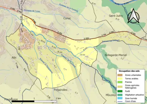 Carte en couleurs présentant l'occupation des sols.