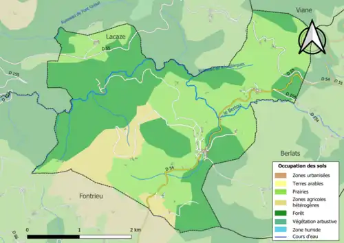 Carte en couleurs présentant l'occupation des sols.