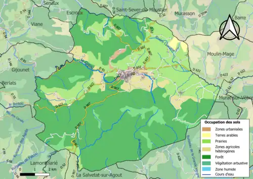 Carte en couleurs présentant l'occupation des sols.
