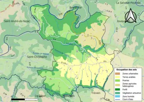 Carte en couleurs présentant l'occupation des sols.