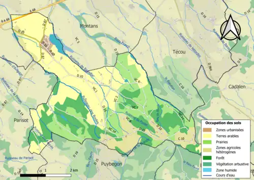Carte en couleurs présentant l'occupation des sols.