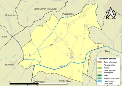 Carte en couleurs présentant l'occupation des sols.