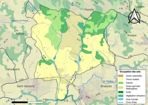Carte en couleurs présentant l'occupation des sols.