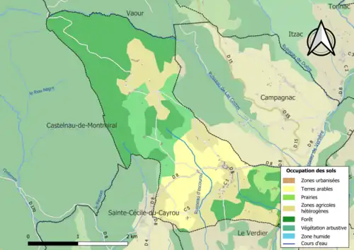 Carte en couleurs présentant l'occupation des sols.