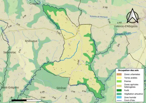 Carte en couleurs présentant l'occupation des sols.