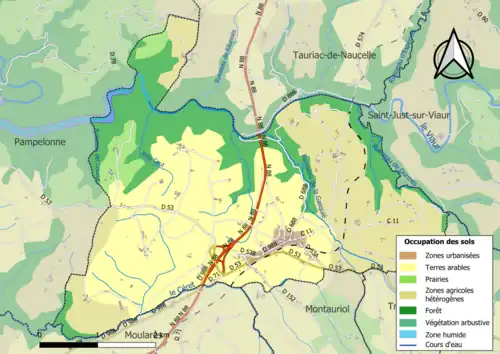 Carte en couleurs présentant l'occupation des sols.