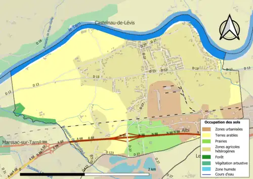 Carte en couleurs présentant l'occupation des sols.