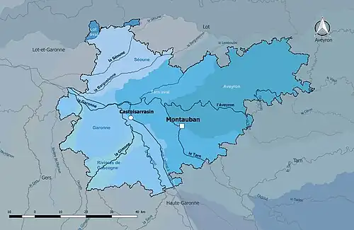Les unités hydrographiques de référence de Tarn-et-Garonne.