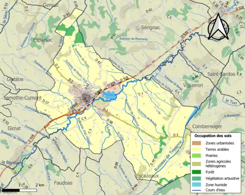 Carte en couleurs présentant l'occupation des sols.