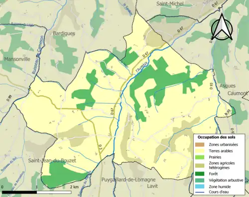 Carte en couleurs présentant l'occupation des sols.