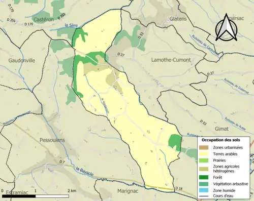 Carte en couleurs présentant l'occupation des sols.