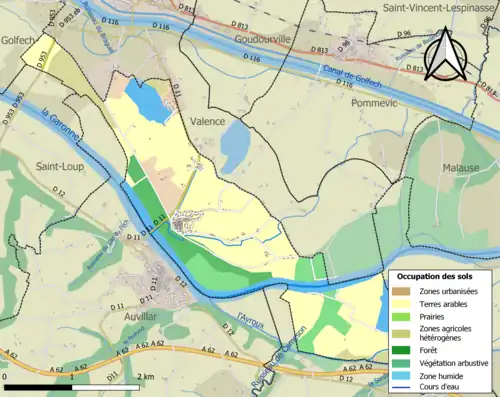 Carte en couleurs présentant l'occupation des sols.