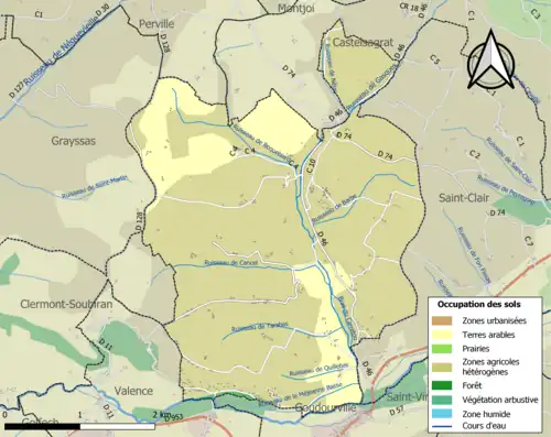 Carte en couleurs présentant l'occupation des sols.