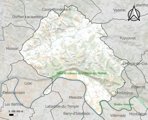 Carte des ZNIEFF de type 1 sur la commune.