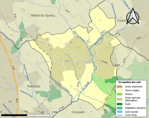 Carte en couleurs présentant l'occupation des sols.