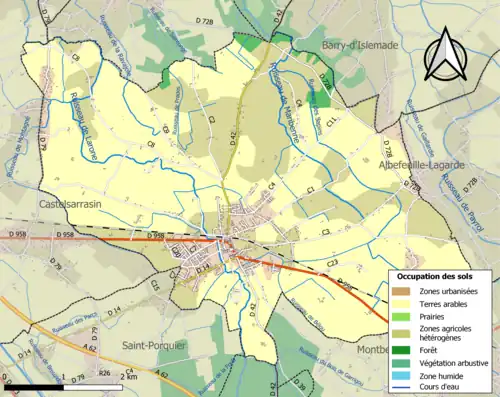 Carte en couleurs présentant l'occupation des sols.