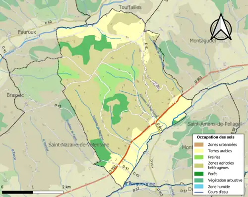 Carte en couleurs présentant l'occupation des sols.