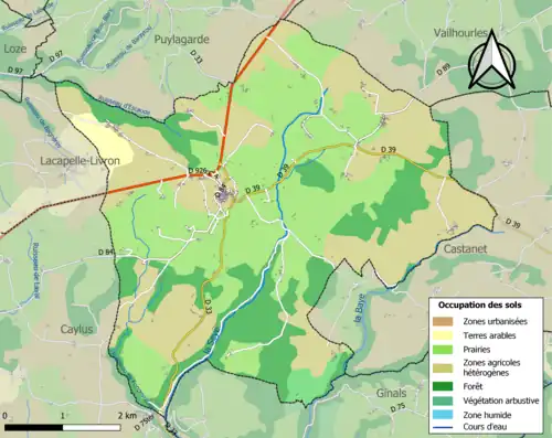 Carte en couleurs présentant l'occupation des sols.