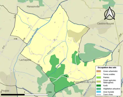 Carte en couleurs présentant l'occupation des sols.