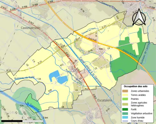 Carte en couleurs présentant l'occupation des sols.