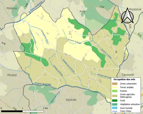 Carte en couleurs présentant l'occupation des sols.