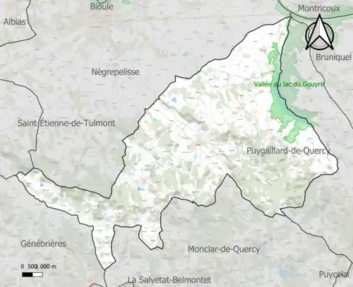 Carte de la ZNIEFF de type 1 sur la commune.