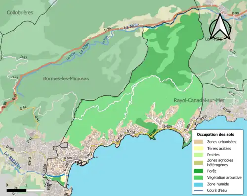 Carte en couleurs présentant l'occupation des sols.