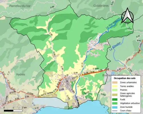Carte en couleurs présentant l'occupation des sols.