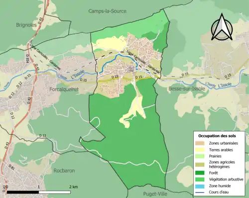 Carte en couleurs présentant l'occupation des sols.
