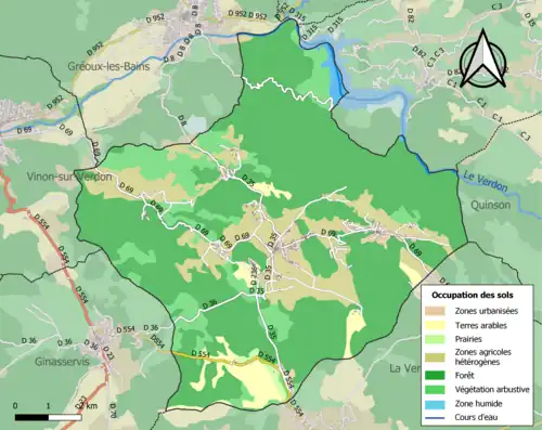 Carte en couleurs présentant l'occupation des sols.