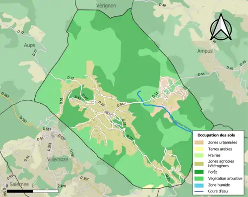 Carte en couleurs présentant l'occupation des sols.