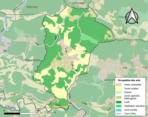 Carte en couleurs présentant l'occupation des sols.