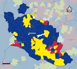 Candidat arrivé en tête au 1er tour par commune. Emmanuel MacronMarine Le PenJean-Luc MélenchonÉric ZemmourDeux à égalité