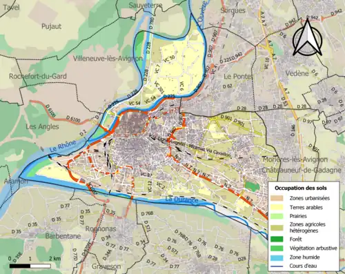 Carte en couleurs présentant l'occupation des sols.